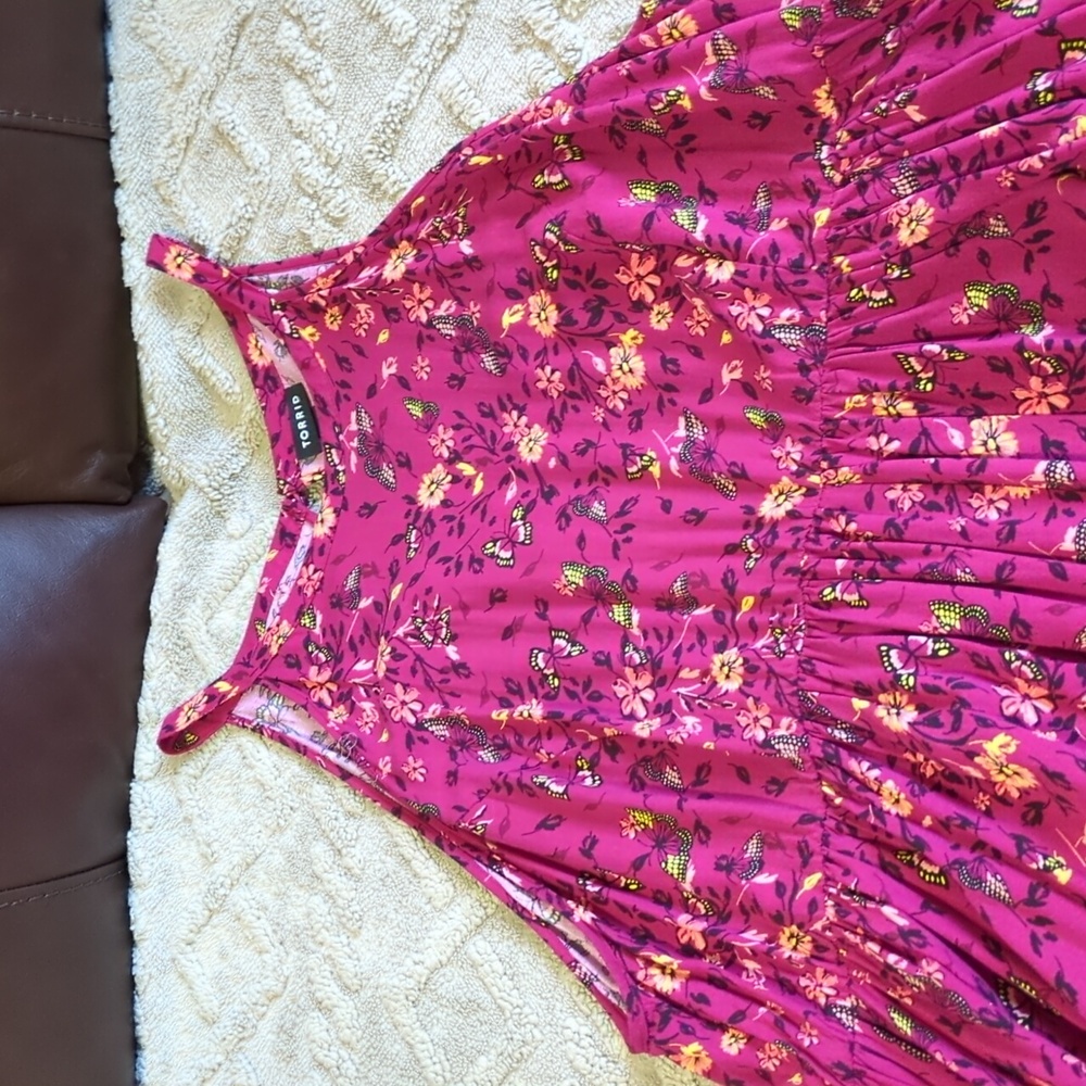 Summer Style Torrid Floral And Butterfly Burgundy Maxi Dress